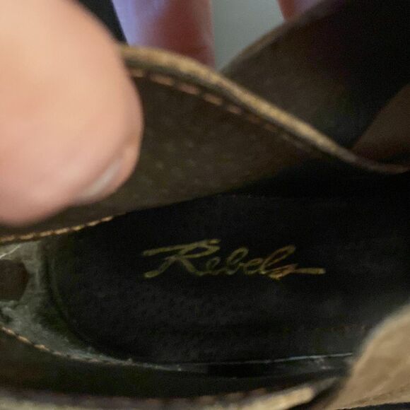 Rebels woven taupe suede/leather back zipper ankle boots size 7.5 - Picture 6 of 6